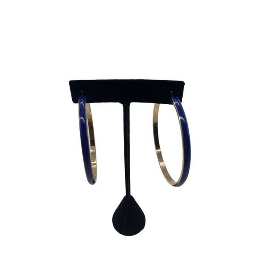 Women's Big Enamel Hoop Earrings with Rose Gold Tone Plated, Nickel-free Stainle